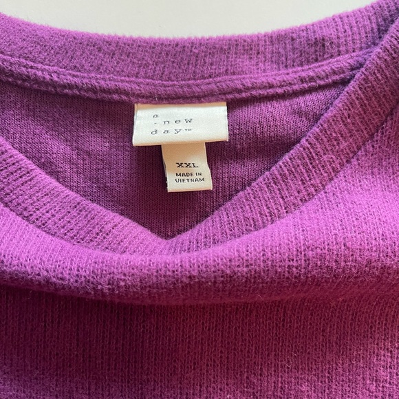 A New Day Purple Sweatshirt with Ruffle Sleeve - Picture 2 of 4